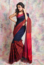 Load image into Gallery viewer, Navy Blue Begampuri Pure Cotton Saree With Skirt Border
