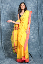 Load image into Gallery viewer, Yellow Cotton Handloom With Buti And Dual Border
