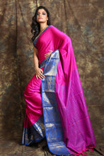 Load image into Gallery viewer, Dark Pink Silk Saree With Sky Blue Zari Worked Border
