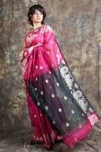 Load image into Gallery viewer, Pink Blended Cotton Handwoven Soft Saree With Design Border
