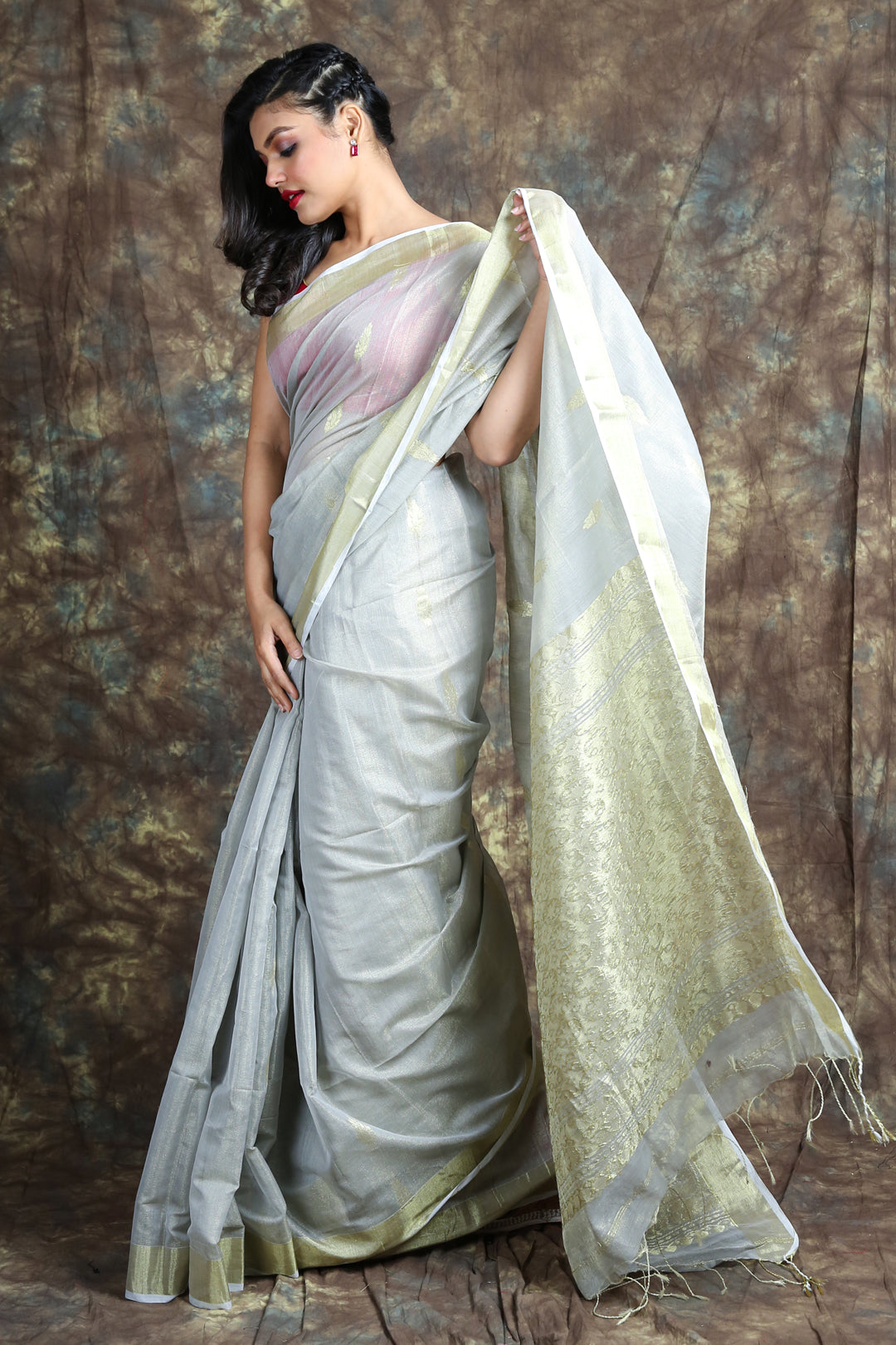 Old Rose Meera Saree With Blouse | Tissue saree, Saree, Blouses for women