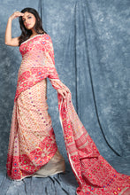 Load image into Gallery viewer, Beige All Over Small Butta Weaving Jamdani With Flower Designed Border
