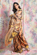 Load image into Gallery viewer, Ochre Yellow Jamdani Saree With All Over Weaving Motif
