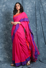 Load image into Gallery viewer, Dark Pink Cotton Handloom With Buti And Dual Border
