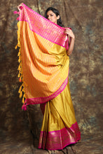 Load image into Gallery viewer, Mustard Silk With Pink Zari Work Border
