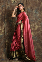 Load image into Gallery viewer, Onion Pink Silk With Black Zari Work Border

