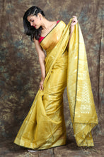 Load image into Gallery viewer, Yellow Tissue Handwoven Soft Saree With Allover Zari Butta
