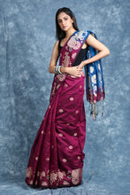 Load image into Gallery viewer, Magenta Blended Cotton Handwoven Soft Saree With Design Border
