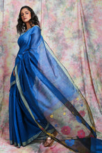 Load image into Gallery viewer, Azure Blue Sequin Handloom With Resham Designer Pallu
