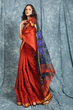 Load image into Gallery viewer, Rust Sequin Handloom Saree With Resham Designer Pallu
