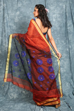 Load image into Gallery viewer, Rust Sequin Handloom Saree With Resham Designer Pallu
