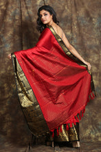 Load image into Gallery viewer, Dark Red Silk With Black Zari Work Border
