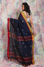 Load image into Gallery viewer, Denim Blue Cotton Handloom With Buti And Dual Border
