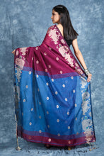 Load image into Gallery viewer, Magenta Blended Cotton Handwoven Soft Saree With Design Border

