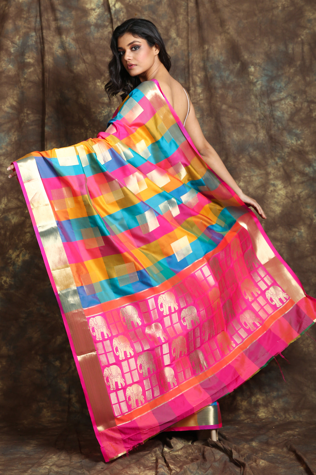 Multicolor Pure Braso Chiffon Saree With Embroidered Silk Blouse –  zarikaariindia.com