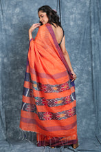 Load image into Gallery viewer, Orange Katki Style Handloom Saree
