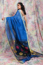 Load image into Gallery viewer, Azure Blue Sequin Handloom With Resham Designer Pallu
