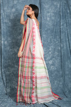 Load image into Gallery viewer, White Begampuri Pure Cotton Saree With Multicolor Skirt Border
