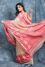 Load image into Gallery viewer, Beige All Over Small Butta Weaving Jamdani With Flower Designed Border
