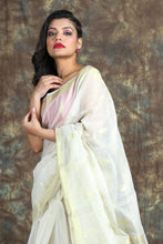Load image into Gallery viewer, White Tissue Handwoven Soft Saree With Allover Zari Butta
