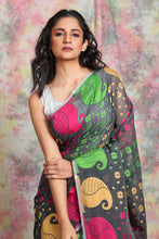 Load image into Gallery viewer, Grey Kalka Design Jamdani Saree With All Over Multicolor Butta
