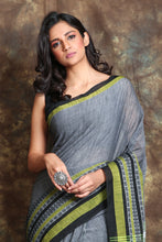 Load image into Gallery viewer, Grey Begampuri Pure Cotton Saree With Skirt Border
