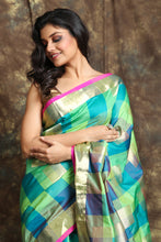 Load image into Gallery viewer, Green Multicolor Silk Saree With Zari Border
