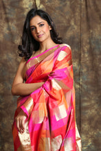 Load image into Gallery viewer, Pink Multicolor Silk Saree With Zari Border
