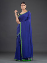Load image into Gallery viewer, Blue &amp; Green Woven Design Cotton Saree
