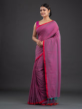Load image into Gallery viewer, Red &amp; Purple Solid Cotton Saree
