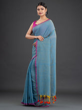 Load image into Gallery viewer, Blue &amp; Pink Woven Design Cotton Saree
