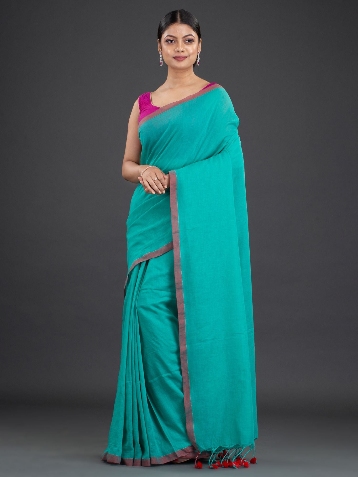 Satin and silk Saree in Sea green with Plain - SR19438