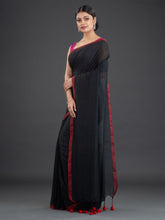 Load image into Gallery viewer, Black &amp; Maroon Cotton Saree

