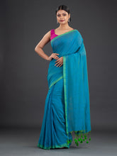 Load image into Gallery viewer, Blue &amp; Green Cotton Saree
