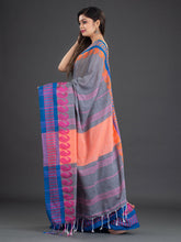 Load image into Gallery viewer, Grey &amp; Pink Cotton Saree
