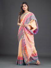 Load image into Gallery viewer, Cream-Coloured &amp; Blue Cotton Saree
