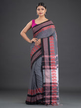 Load image into Gallery viewer, Women Grey Solid Cotton Saree
