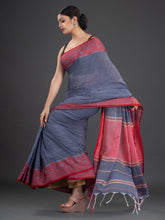 Load image into Gallery viewer, Grey &amp; Pink Cotton Saree
