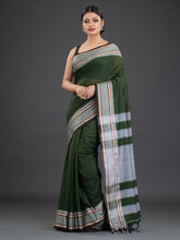 Load image into Gallery viewer, Green &amp; Grey Cotton Saree
