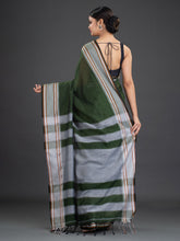 Load image into Gallery viewer, Green &amp; Grey Cotton Saree
