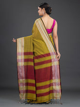 Load image into Gallery viewer, Mustard &amp; Maroon Cotton Saree
