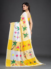 Load image into Gallery viewer, White &amp; Yellow Ethnic Motifs Cotton Saree
