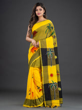 Load image into Gallery viewer, Women Yellow Warli Print Cotton Saree
