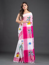 Load image into Gallery viewer, White &amp; Pink Woven Design Cotton Saree
