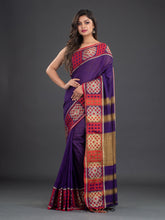 Load image into Gallery viewer, Violet &amp; Red Cotton Saree
