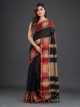 Load image into Gallery viewer, Women Black Solid Cotton Sarees
