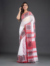 Load image into Gallery viewer, White &amp; Red Cotton Saree
