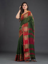 Load image into Gallery viewer, Green &amp; Red Woven Design Cotton Saree
