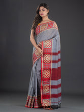 Load image into Gallery viewer, Women Grey Woven Design Cotton Saree
