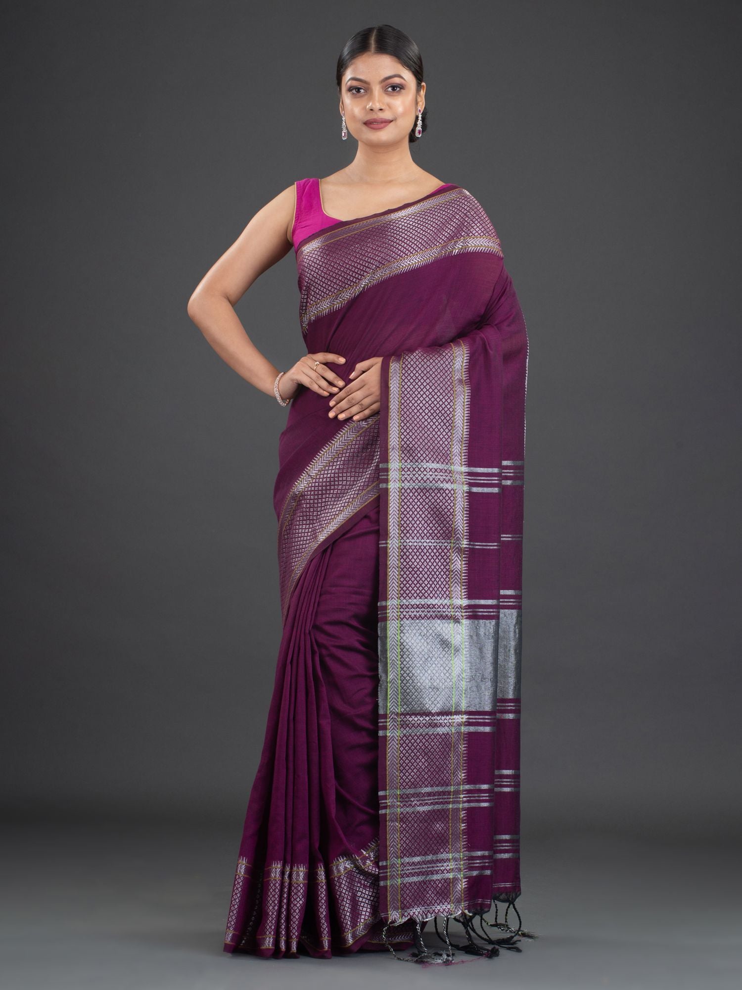 Purple Khesh Pure Cotton Handloom Saree – Dailybuyys